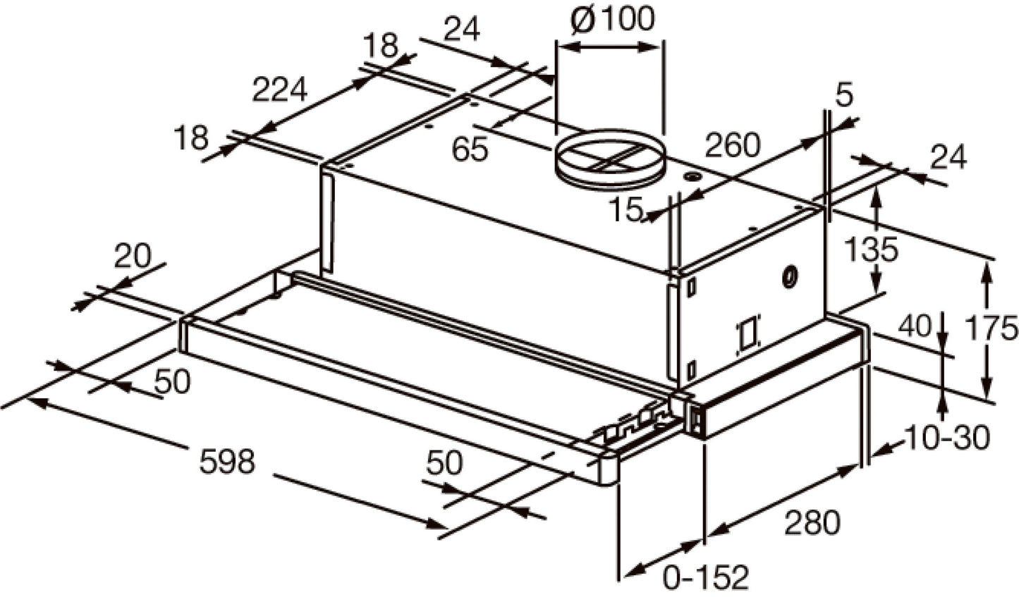 Campana FRANKE FLEXA 60cm para alacena Frente Acero 1458-904