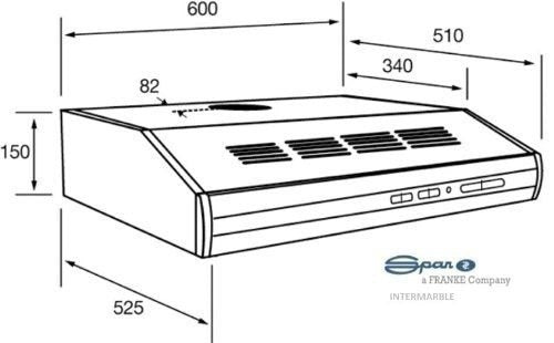 Extractor Spar Senza Duo 60 cm Blanco con frente de acero 3878-SEZ