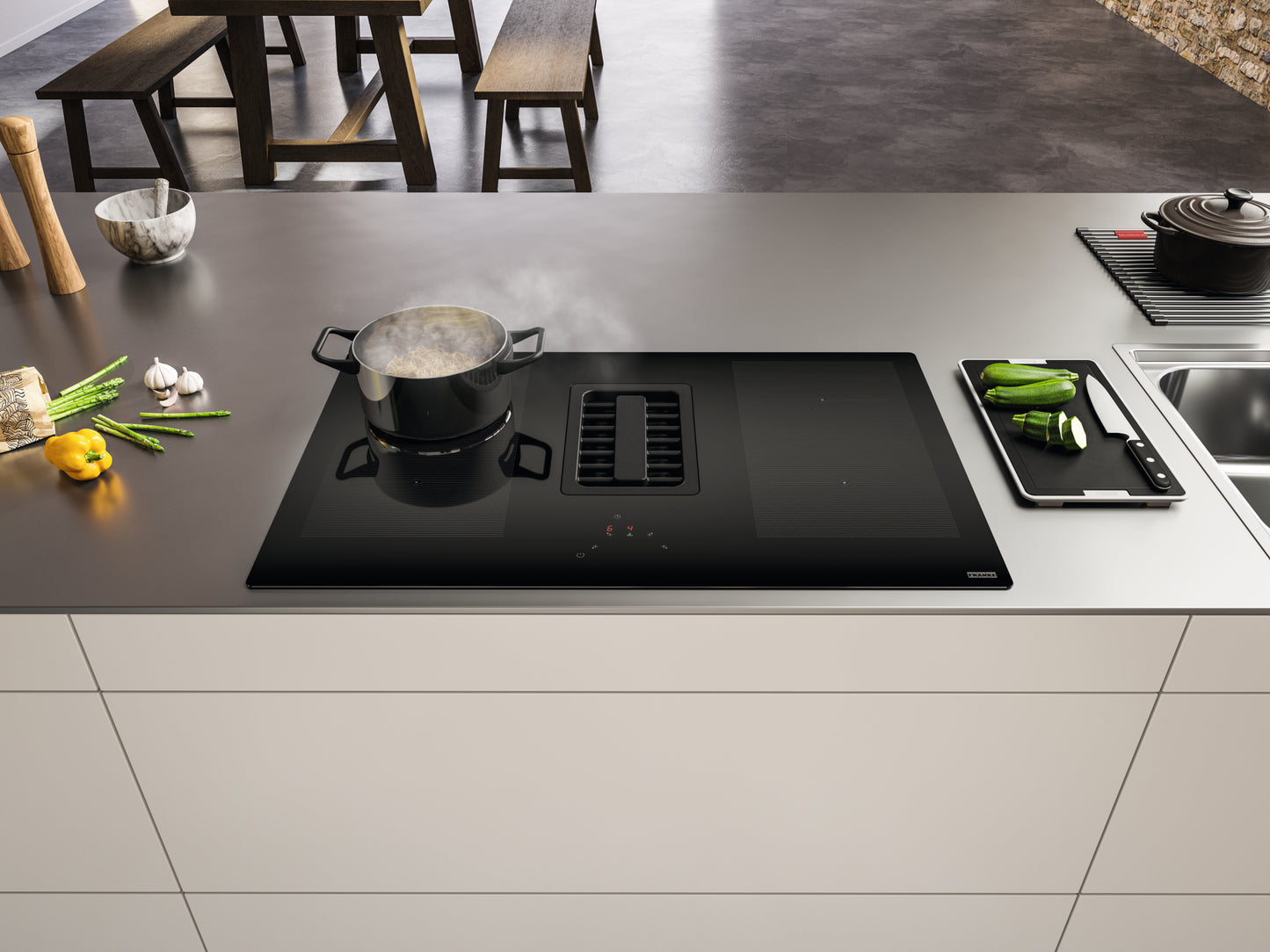 Anafe FRANKE MARIS 2gether Inducción con extractor integrado Black Glass 3595-364