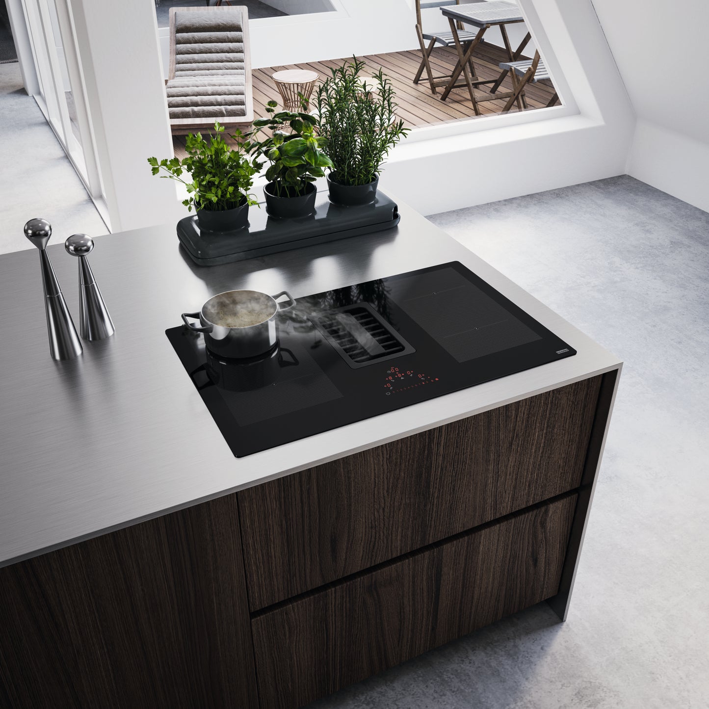 Anafe FRANKE MARIS 2gether Inducción con extractor integrado Black Glass 3595-364