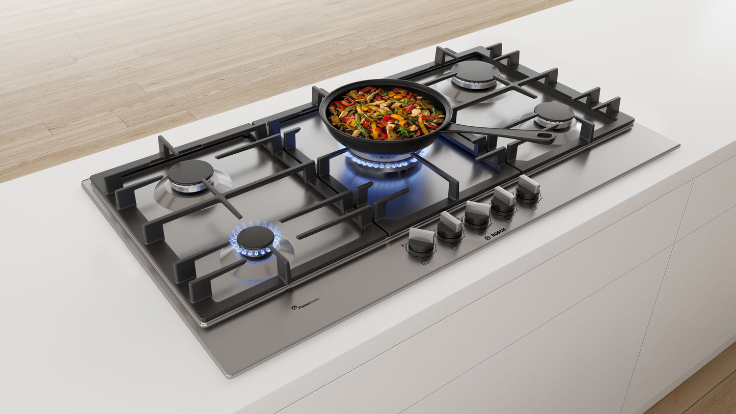 ANAFE BOSCH A GAS 90CM INOX SERIE 6 (9590) PCR9A5B90