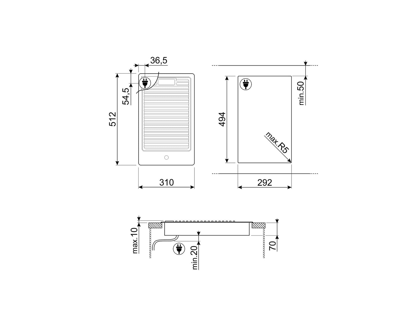 ANAFE SMEG BARBACOA 30 CM ELÉCTRICO PGF30B