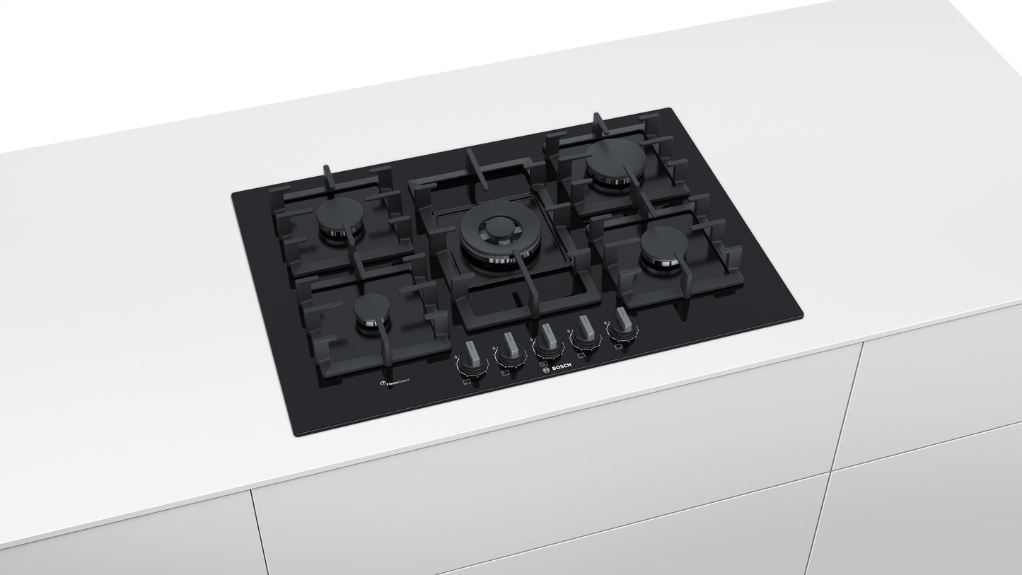 ANAFE BOSCH GAS 75CM CRISTAL TEMPLADO PPQ7A6B90